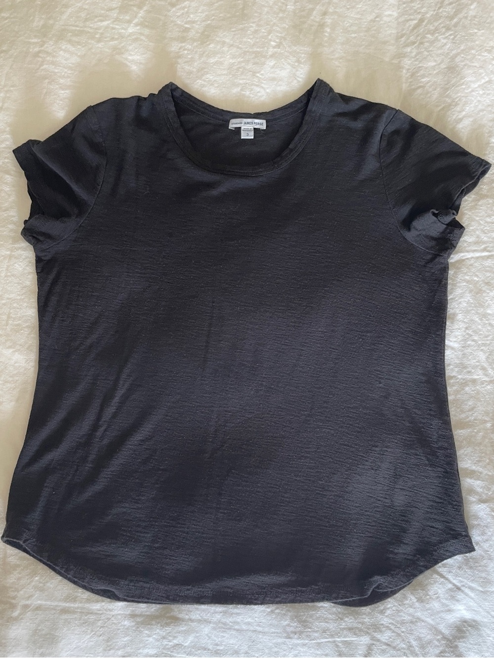 James Perse Cotton Modal Slub Crew Neck Tee Size 3/Large Black